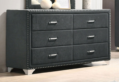 Melody 6-drawer Upholstered Dresser Grey - Tampa Furniture Outlet