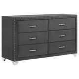 Tampa Furniture Outlet - Coaster - Melody 6-drawer Upholstered Dresser Grey - 223383