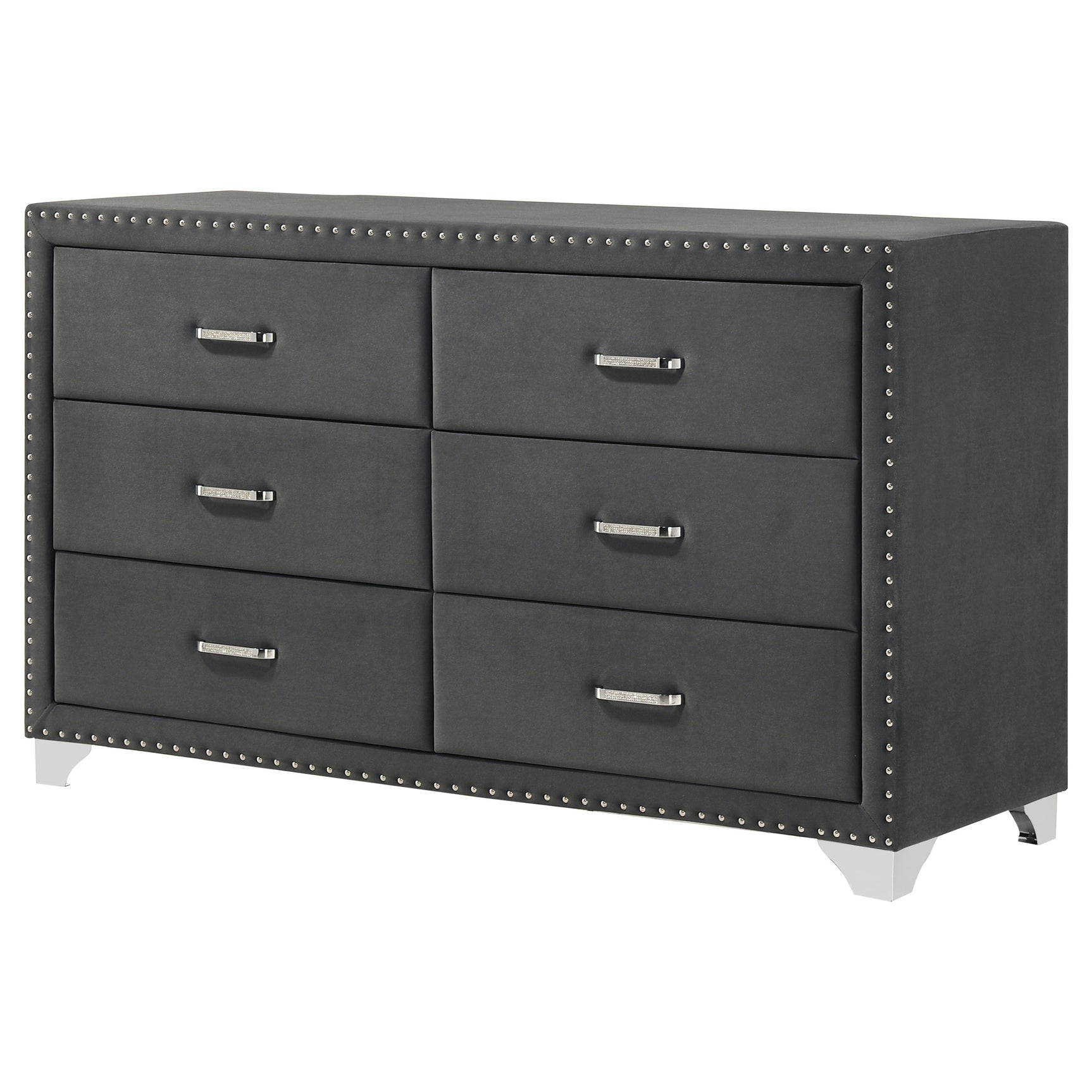 Melody 6-drawer Upholstered Dresser Grey - Tampa Furniture Outlet