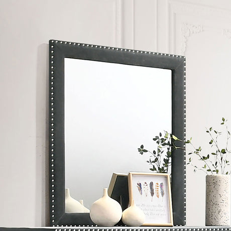 Melody Upholstered Dresser Mirror Grey - Tampa Furniture Outlet