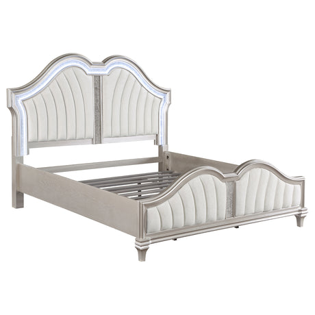 Tampa Furniture Outlet - Coaster - Evangeline Wood Eastern King LED Panel Bed Silver Oak - 223391KE