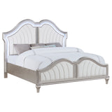 Evangeline Wood Eastern King LED Panel Bed Silver Oak - Tampa Furniture Outlet