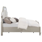 Evangeline Wood Eastern King LED Panel Bed Silver Oak - Tampa Furniture Outlet