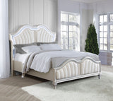 Evangeline Wood Queen LED Panel Bed Silver Oak - Tampa Furniture Outlet