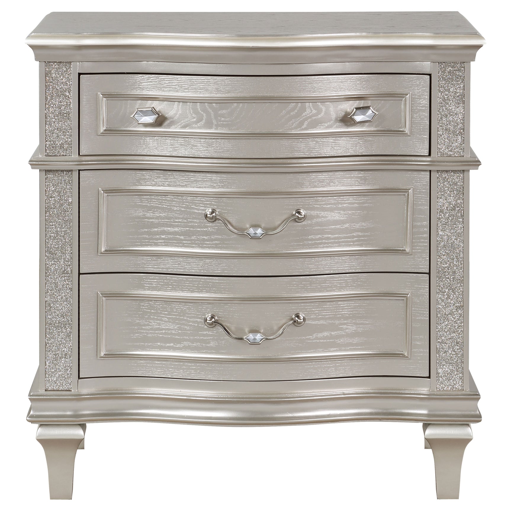 Evangeline 3-drawer Nightstand Silver Oak - Tampa Furniture Outlet