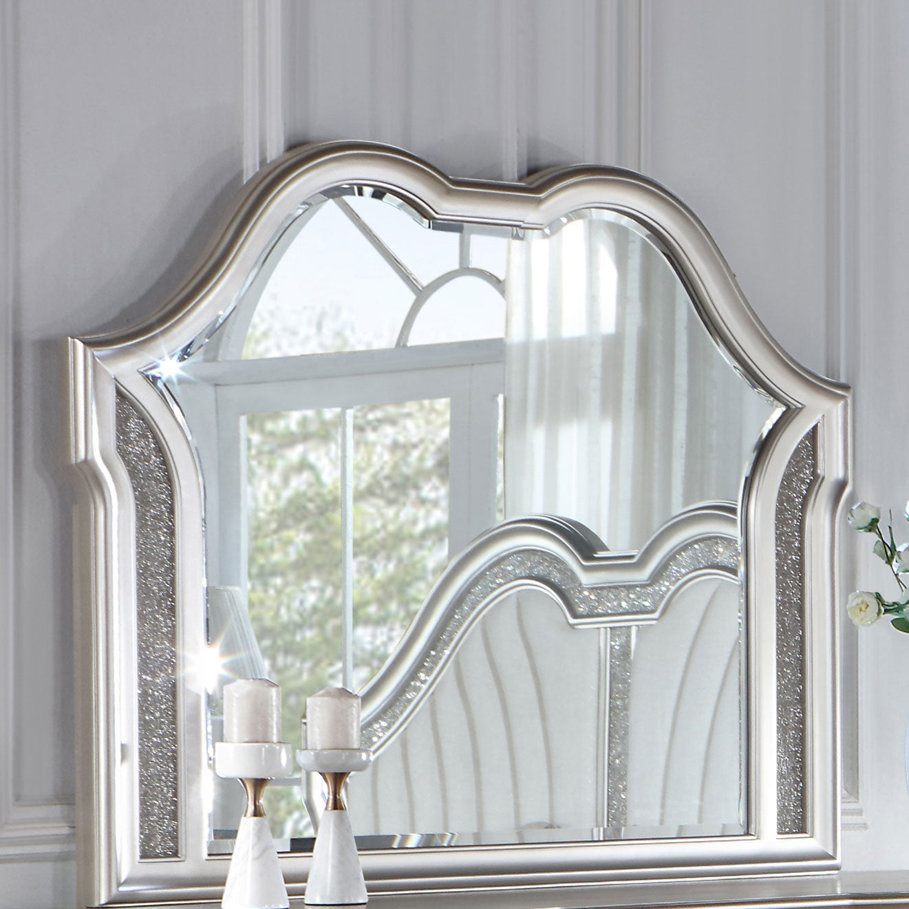 Evangeline Dresser Mirror Silver Oak - Tampa Furniture Outlet