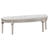 Tampa Furniture Outlet - Coaster - Evangeline Curved Fabric Upholstered Bench Silver Oak - 223396