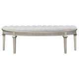 Evangeline Curved Fabric Upholstered Bench Silver Oak - Tampa Furniture Outlet