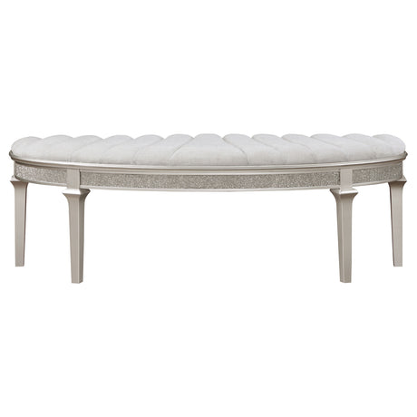 Evangeline Curved Fabric Upholstered Bench Silver Oak - Tampa Furniture Outlet