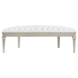 Evangeline Curved Fabric Upholstered Bench Silver Oak - Tampa Furniture Outlet