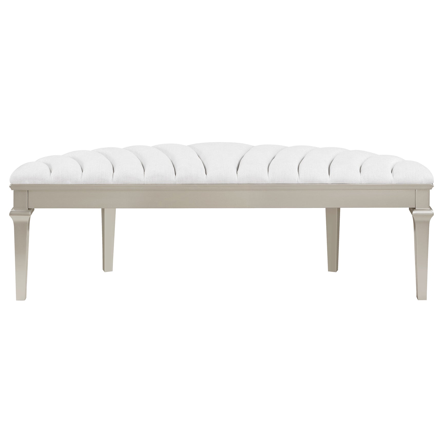 Evangeline Curved Fabric Upholstered Bench Silver Oak - Tampa Furniture Outlet