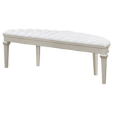 Evangeline Curved Fabric Upholstered Bench Silver Oak - Tampa Furniture Outlet