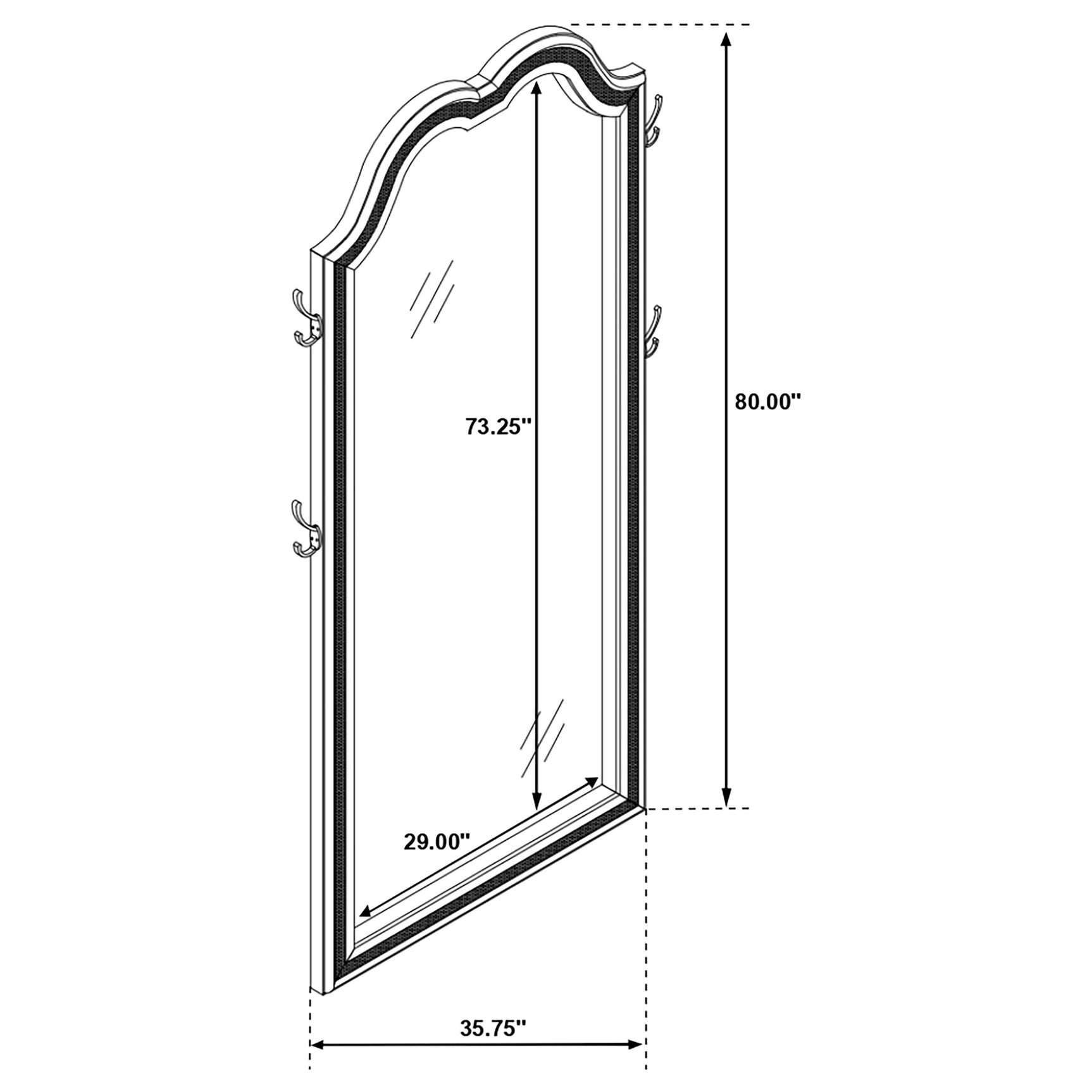 Evangeline Full Length LED Light Floor Mirror Silver Oak - Tampa Furniture Outlet