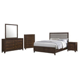 Welsley 5-piece Eastern King Bedroom Set Walnut - Tampa Furniture Outlet