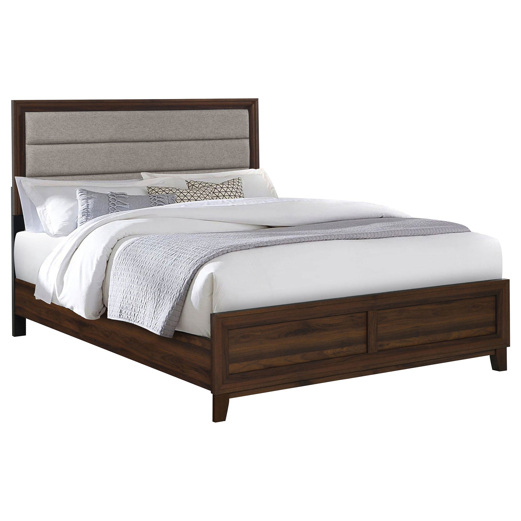 Welsley 50-inch Upholstered California King Bed Walnut - Tampa Furniture Outlet
