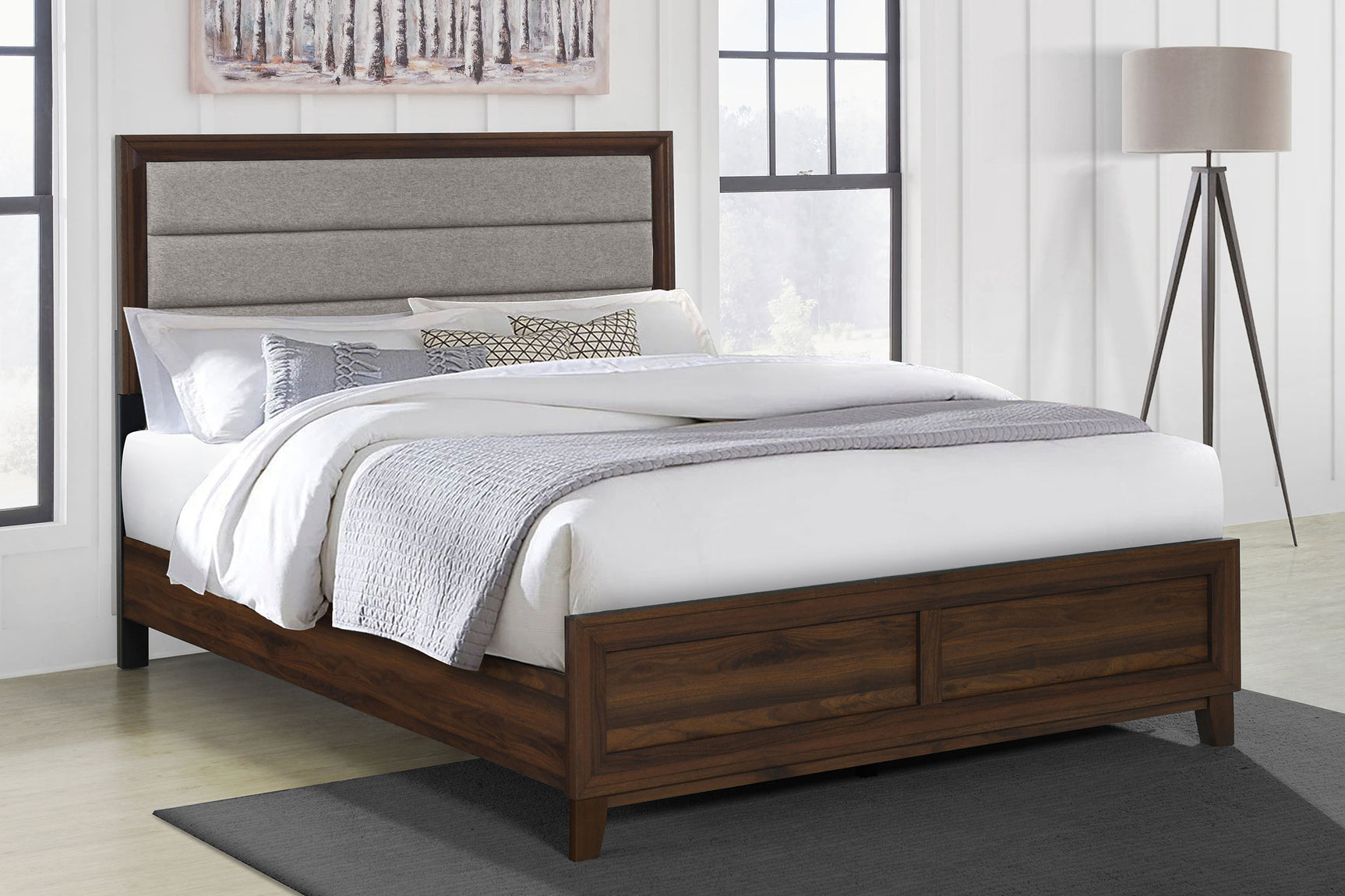 Welsley 50-inch Upholstered Queen Bed Walnut - Tampa Furniture Outlet