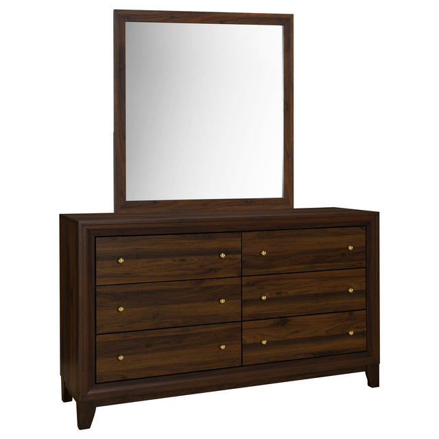 Tampa Furniture Outlet - Coaster - Welsley 6-drawer Dresser and Mirror Walnut - 223443M