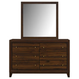 Welsley 6-drawer Dresser and Mirror Walnut - Tampa Furniture Outlet