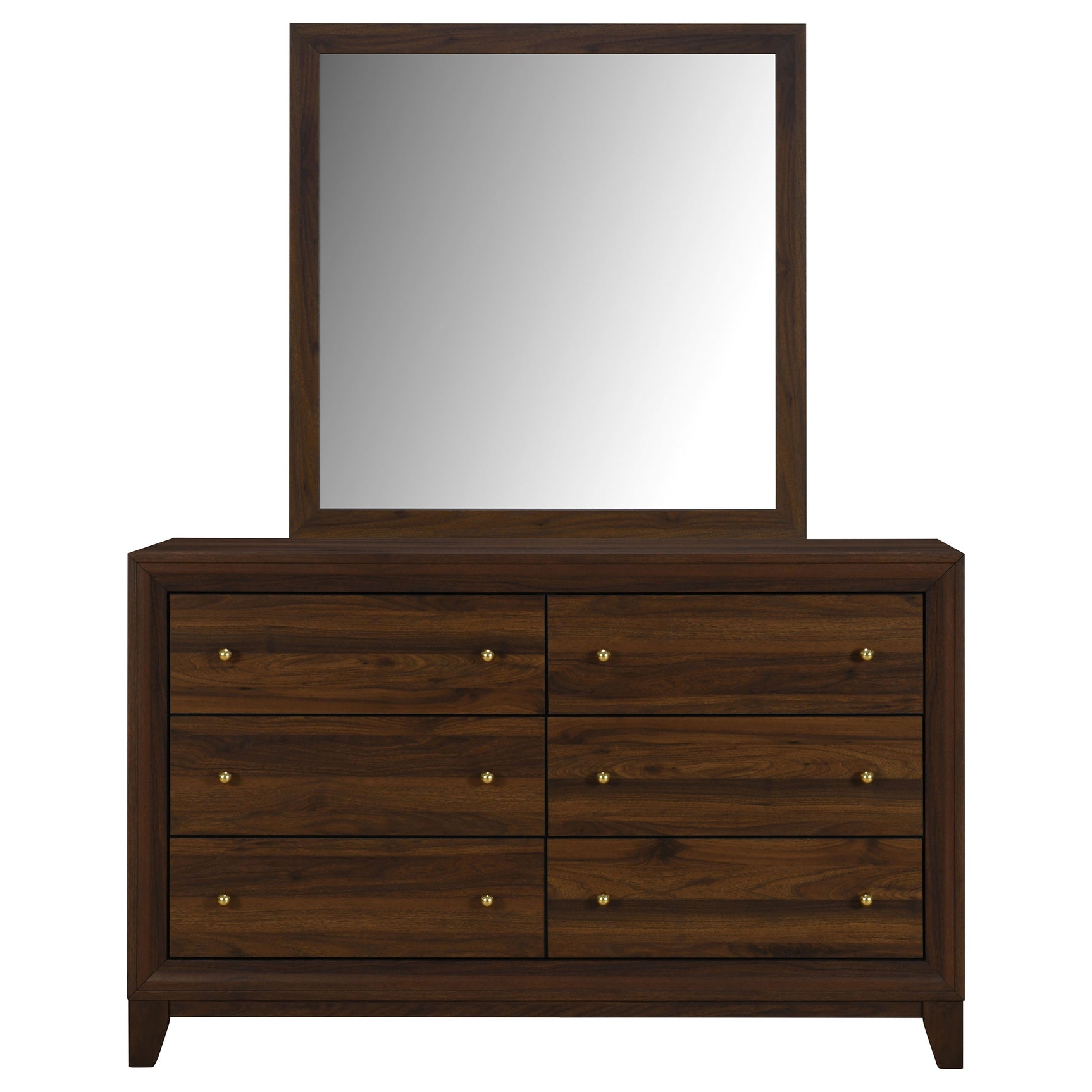 Welsley 6-drawer Dresser and Mirror Walnut - Tampa Furniture Outlet
