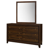 Welsley 6-drawer Dresser and Mirror Walnut - Tampa Furniture Outlet