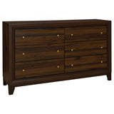 Tampa Furniture Outlet - Coaster - Welsley 6-drawer Dresser Cabinet Walnut - 223443