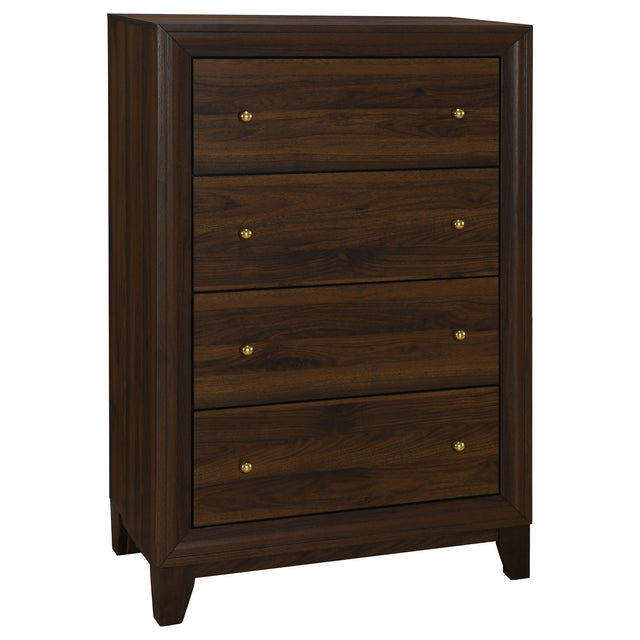 Tampa Furniture Outlet - Coaster - Welsley 4-drawer Chest of Drawers Walnut - 223445