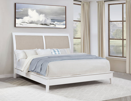 Bexhill 56-inch Upholstered Eastern King Panel Bed White - Tampa Furniture Outlet