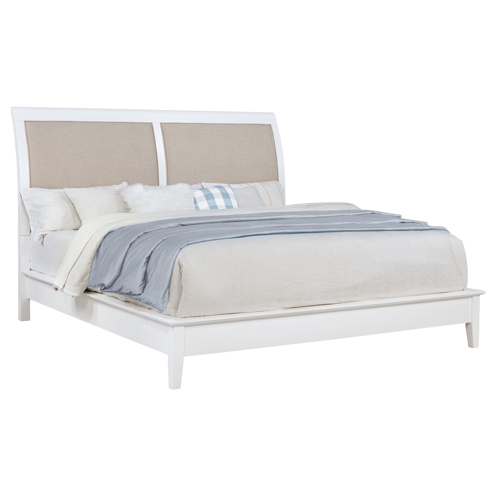 Bexhill 56-inch Upholstered Eastern King Panel Bed White - Tampa Furniture Outlet