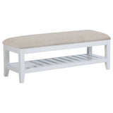 Tampa Furniture Outlet - Coaster - Bexhill Upholstered Rectangular Bench with Shelf White - 223476