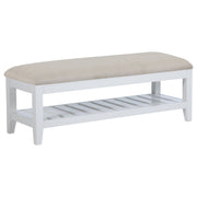 Tampa Furniture Outlet - Coaster - Bexhill Upholstered Rectangular Bench with Shelf White - 223476