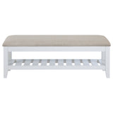 Bexhill Upholstered Rectangular Bench with Shelf White - Tampa Furniture Outlet