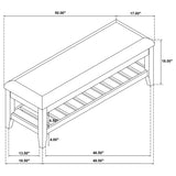 Bexhill Upholstered Rectangular Bench with Shelf White - Tampa Furniture Outlet