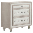 Tampa Furniture Outlet - Coaster - Antonella Upholstered 3-drawer Nightstand Ivory and Camel - 223522