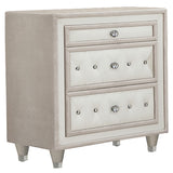 Tampa Furniture Outlet - Coaster - Antonella Upholstered 3-drawer Nightstand Ivory and Camel - 223522