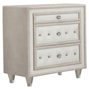 Tampa Furniture Outlet - Coaster - Antonella Upholstered 3-drawer Nightstand Ivory and Camel - 223522