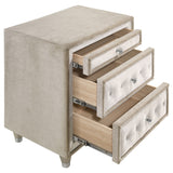 Antonella Upholstered 3-drawer Nightstand Ivory and Camel - Tampa Furniture Outlet