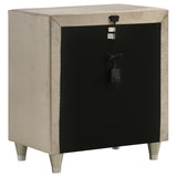 Antonella Upholstered 3-drawer Nightstand Ivory and Camel