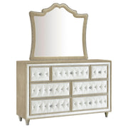 Tampa Furniture Outlet - Coaster - Antonella 7-drawer Upholstered Dresser with Mirror Ivory - 223523M