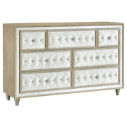 Tampa Furniture Outlet - Coaster - Antonella 7-drawer Upholstered Dresser Ivory and Camel - 223523