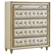 Tampa Furniture Outlet - Coaster - Antonella 5-drawer Bedroom Chest Ivory and Camel - 223525