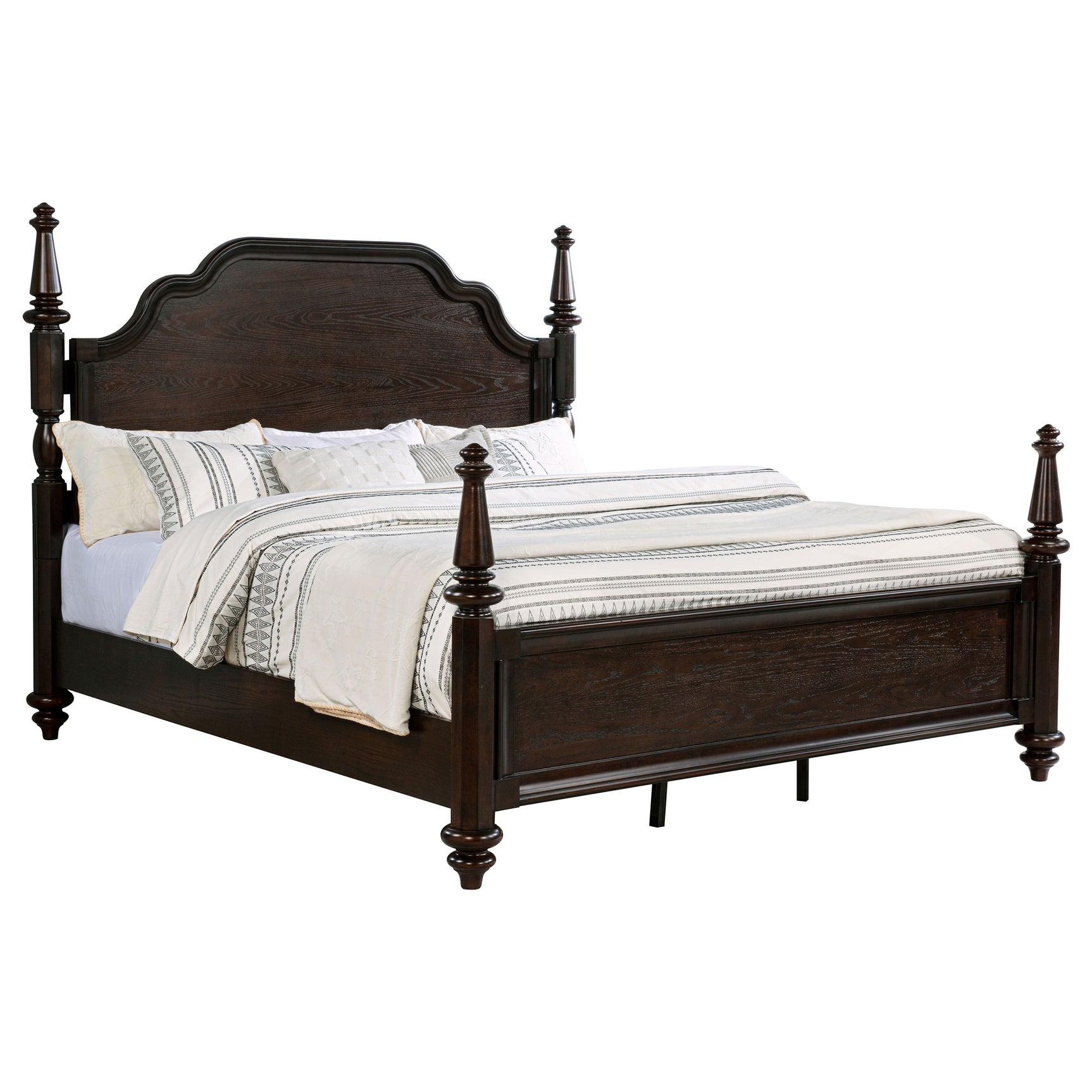 Andover 63-inch Four Poster Eastern King Bed Dark Oak - Tampa Furniture Outlet