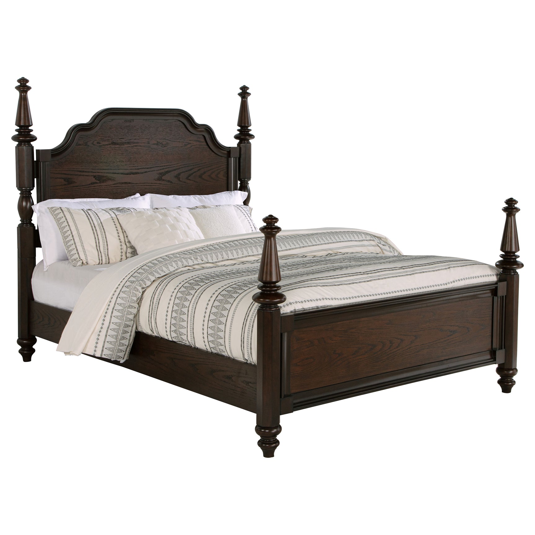 Andover 63-inch Four Poster Queen Bed Dark Oak - Tampa Furniture Outlet