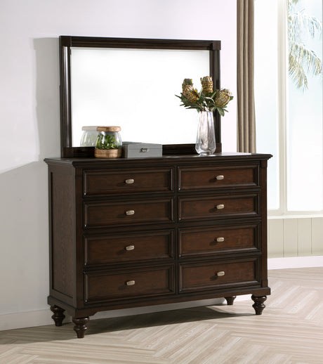 Andover 8-drawer Dresser and Mirror Dark Oak - Tampa Furniture Outlet