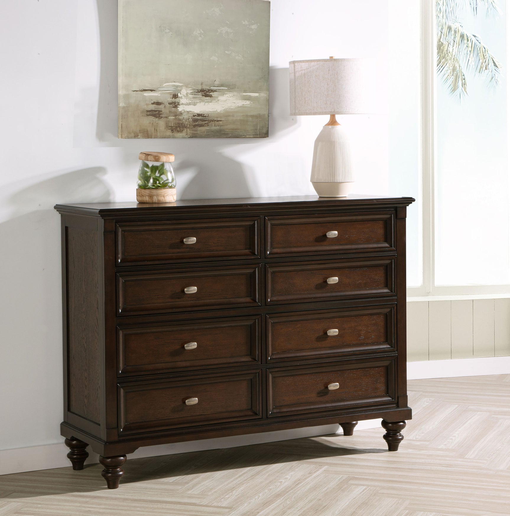 Andover 8-drawer Dresser Cabinet Dark Oak - Tampa Furniture Outlet
