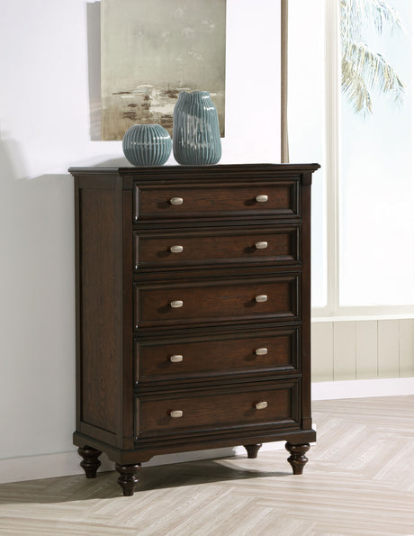 Andover 5-drawer Chest of Drawers Dark Oak - Tampa Furniture Outlet