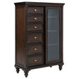 Tampa Furniture Outlet - Coaster - Andover 6-drawer Tempered Glass Door Chest Dark Oak - 223637