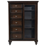 Andover 6-drawer Tempered Glass Door Chest Dark Oak - Tampa Furniture Outlet