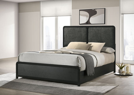 Cavelle 51-inch Upholstered Queen Panel Bed Black - Tampa Furniture Outlet