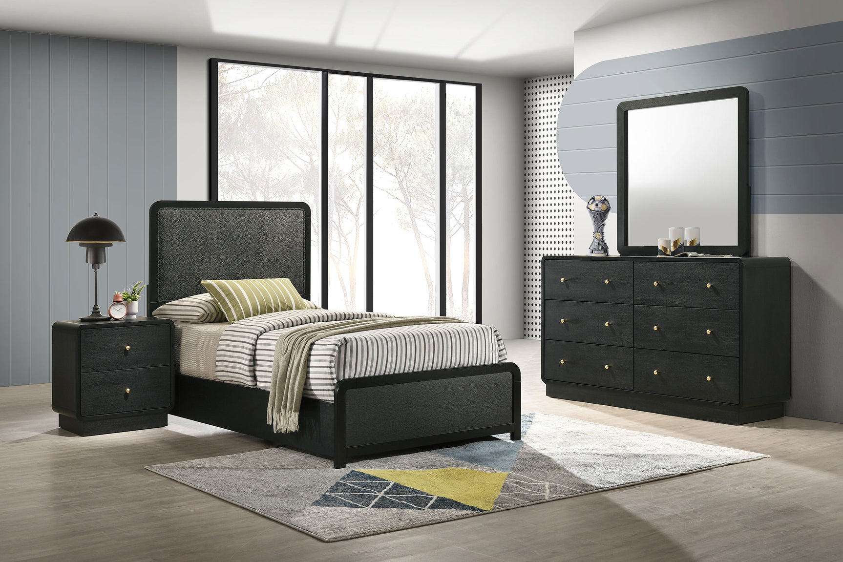 Tampa Furniture Outlet - Coaster - Cavelle 4-piece Twin Bedroom Set Black - 223661T-S4
