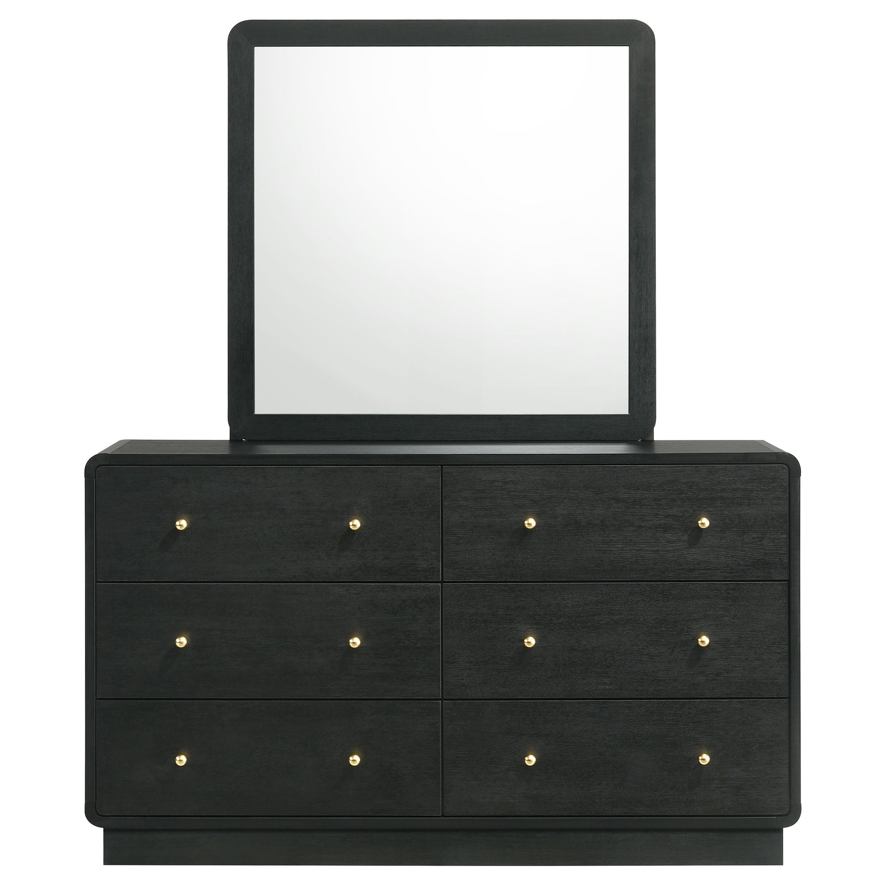 Cavelle 6-drawer Dresser and Mirror Black - Tampa Furniture Outlet